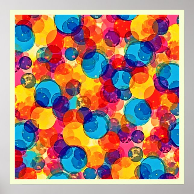 Overlapping Circles Color Chaos Art Poster (Front)