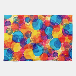Overlapping Circles Color Chaos Art Tea Towel