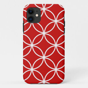Overlapping Circles Geometric Pattern Red White Case-Mate iPhone Case