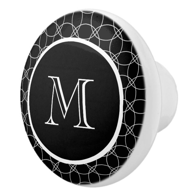 Overlapping Circles Personalised Monogram Ceramic Knob (Right)