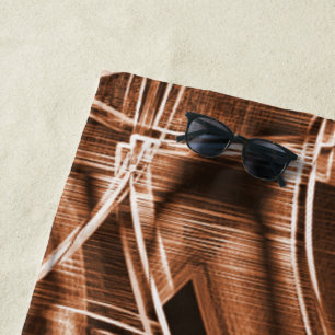 Overlapping curves in ribbon shapes, brown relief beach towel