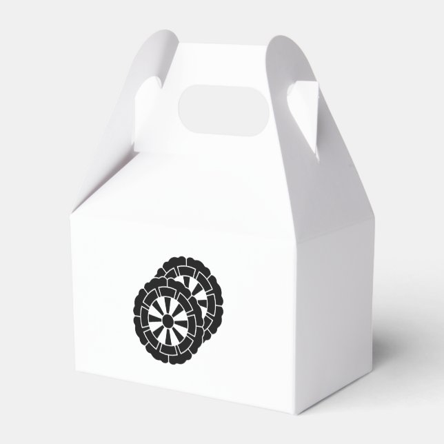 Overlapping flower-shaped Genji carts Favour Box (Back Side)