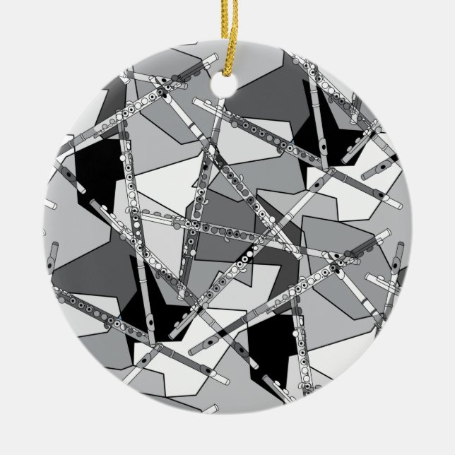 Overlapping Flutes Ceramic Tree Decoration (Front)