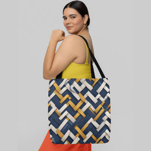 Overlapping geometric shapes diagonal pattern tote bag
