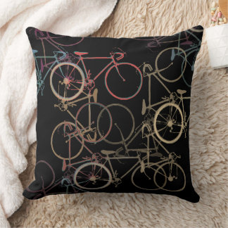 Overlapping Graphic Bicycles Cool Black Cushion