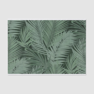Overlapping Green Fern Leaves on Dark Background Tissue Paper