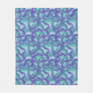 Overlapping Hearts Abstract In Purple Aqua Pattern Fleece Blanket