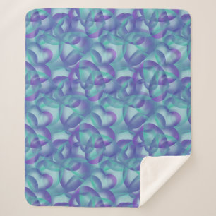 Overlapping Hearts Abstract In Purple Aqua Pattern Sherpa Blanket