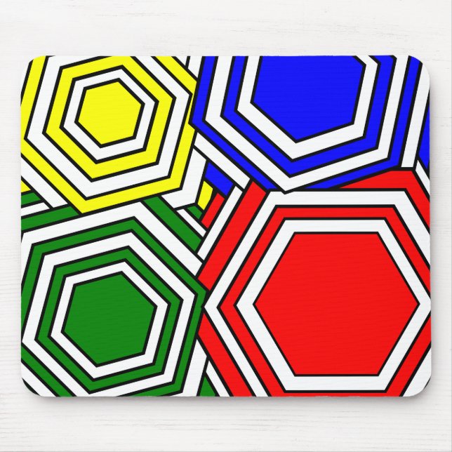Overlapping Hexagons  Mouse Pad (Front)