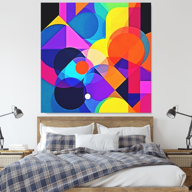 Overlapping Hues: Abstract Fusion Canvas Print (Insitu(Bedroom))