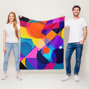 Overlapping Hues: Abstract Fusion Fleece Blanket