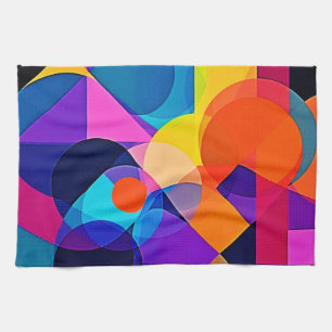 Overlapping Hues: Abstract Fusion Tea Towel