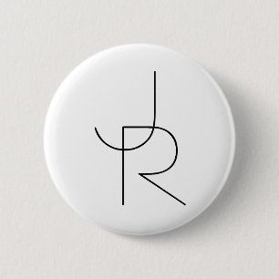Overlapping Initials Black On White 6 Cm Round Badge