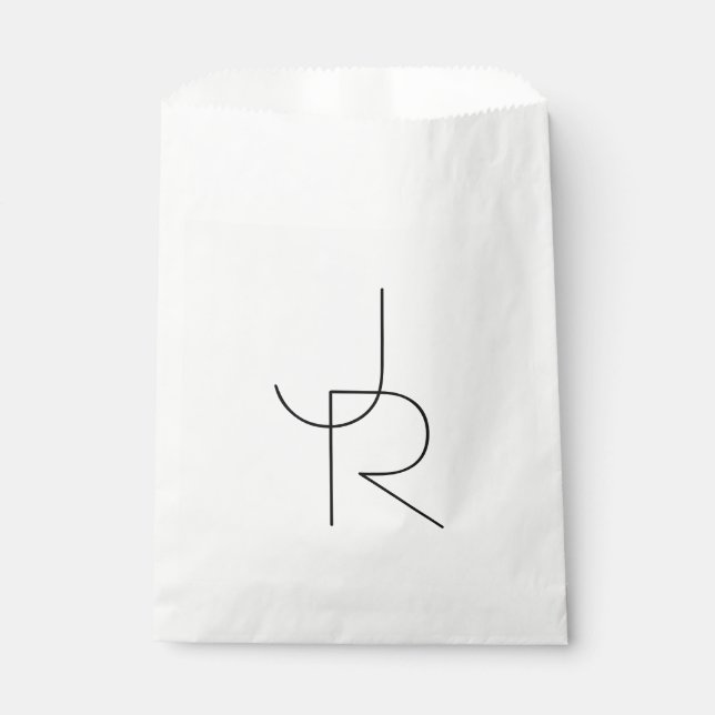 Overlapping Initials | Black On White Favour Bags (Front)
