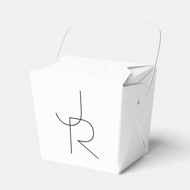 Overlapping Initials | Black On White Favour Box (Front Side)