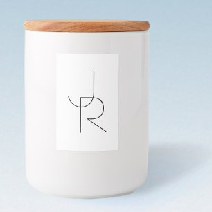 Overlapping Initials   Black On White Food Label