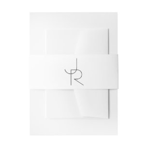 Overlapping Initials Black On White Invitation Belly Band