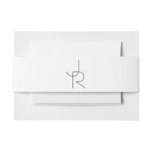 Overlapping Initials Black On White Invitation Belly Band