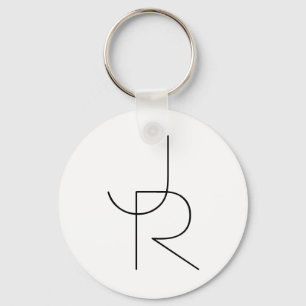 Overlapping Initials   Black On White Key Ring