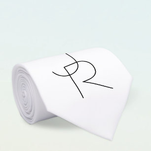 Overlapping Initials   Black On White Tie