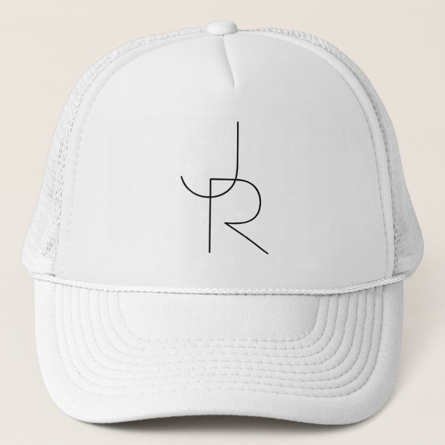Overlapping Initials | Black On White Trucker Hat (Front)
