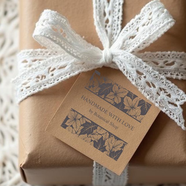 Overlapping Leaves Chic Nature Handmade Business Rubber Stamp (Overlapping Leaves Pattern for Elegant Nature Handmade Business Rubber Stamps.)