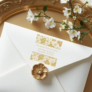 Overlapping Leaves Chic Nature Return Address Rubber Stamp