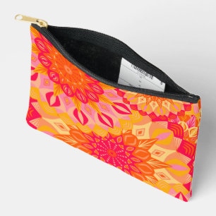 Overlapping Mandala Orange Pink Yellow Accessory Pouch