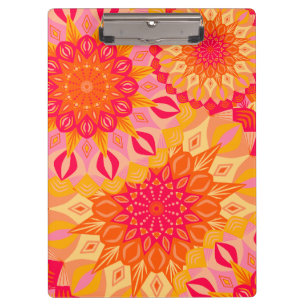 Overlapping Mandala Orange Pink Yellow Clipboard