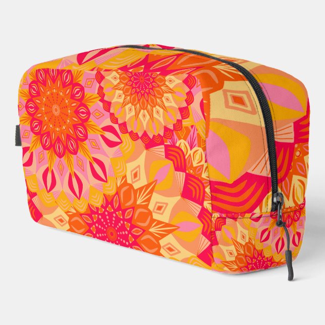 Overlapping Mandala Orange Pink Yellow Dopp Kit (Right Corner)