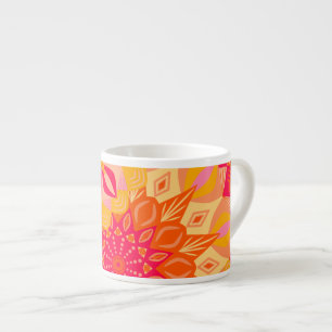 Overlapping Mandala Orange Pink Yellow Espresso Cup