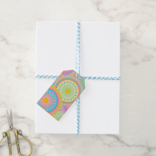 Overlapping Mandala Pink Blue Yellow Mint Purple Gift Tags