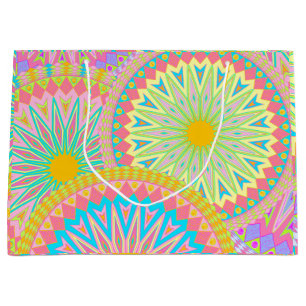 Overlapping Mandala Pink Blue Yellow Mint Purple Large Gift Bag