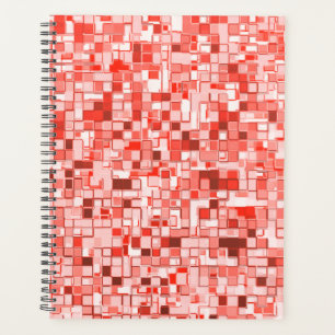 Overlapping mini squares, tones of coral or red planner
