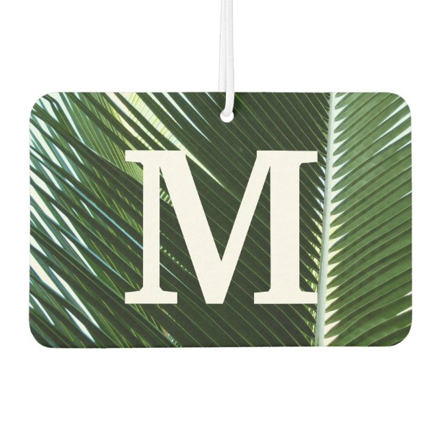 Overlapping Palm Fronds Tropical Green Abstract Car Air Freshener (Front)