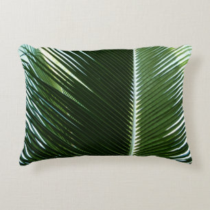 Overlapping Palm Fronds Tropical Green Abstract Decorative Cushion