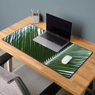 Overlapping Palm Fronds Tropical Green Abstract Desk Mat