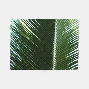 Overlapping Palm Fronds Tropical Green Abstract Fleece Blanket