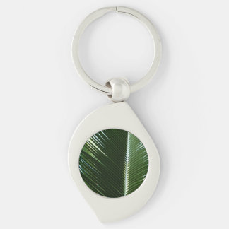 Overlapping Palm Fronds Tropical Green Abstract Key Ring