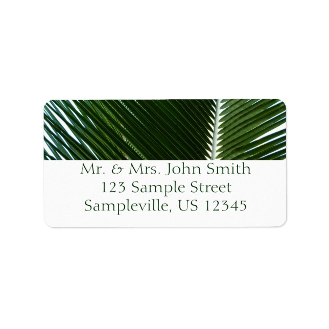 Overlapping Palm Fronds Tropical Green Abstract Label (Front)