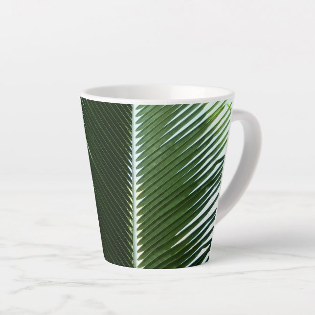 Overlapping Palm Fronds Tropical Green Abstract Latte Mug (Right Angle)