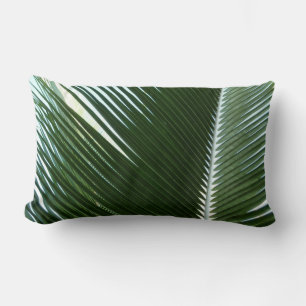 Overlapping Palm Fronds Tropical Green Abstract Lumbar Cushion