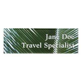 Overlapping Palm Fronds Tropical Green Abstract Name Tag
