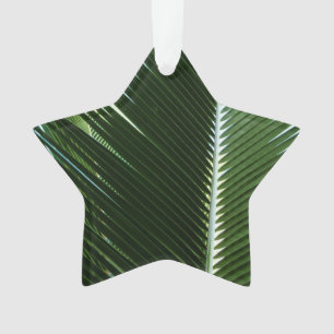 Overlapping Palm Fronds Tropical Green Abstract Ornament