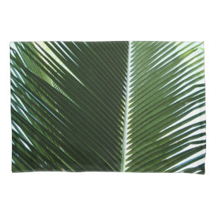 Overlapping Palm Fronds Tropical Green Abstract Pillowcase