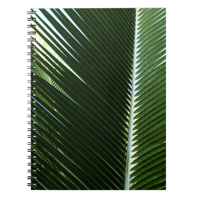 Overlapping Palm Fronds Tropical Green Abstract Spiral Notebook (Front)