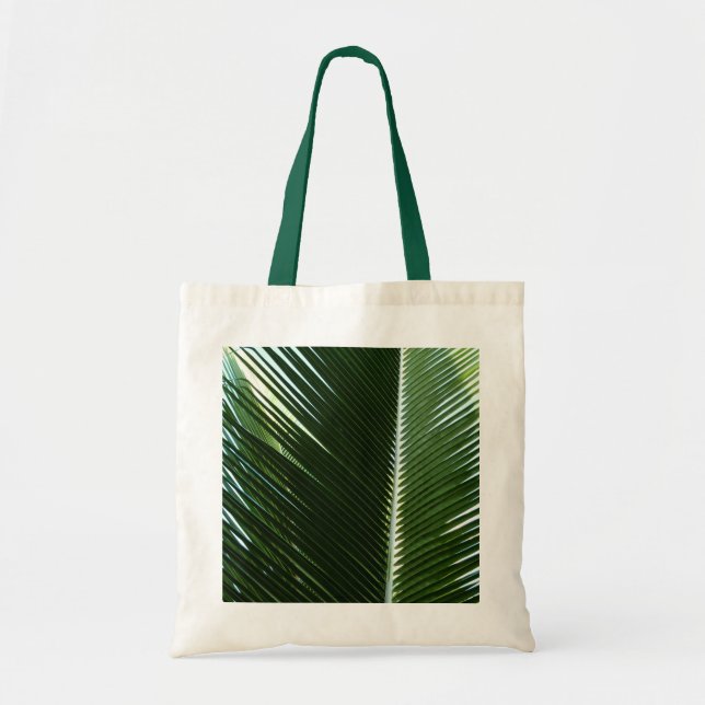 Overlapping Palm Fronds Tropical Green Abstract Tote Bag (Front)