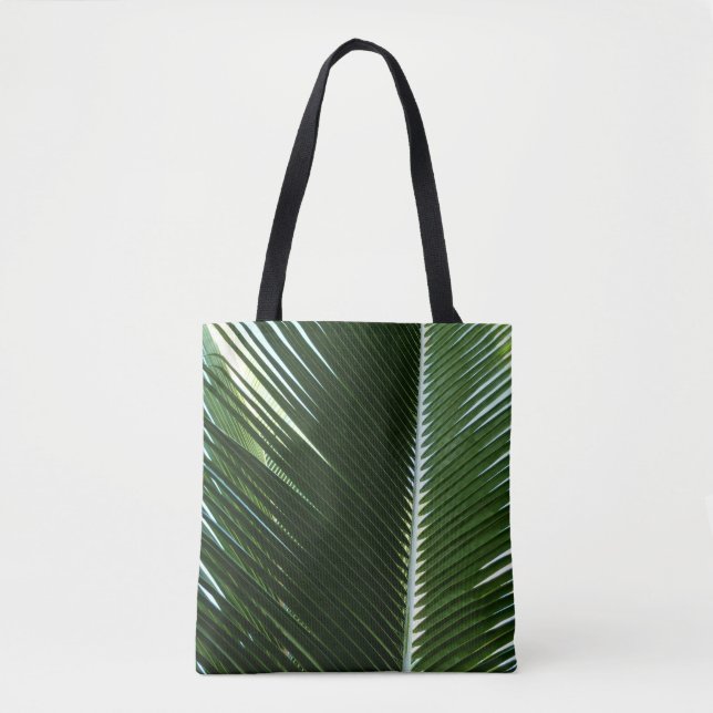 Overlapping Palm Fronds Tropical Green Abstract Tote Bag (Front)