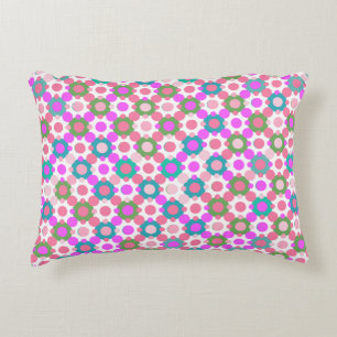Overlapping Polka Dots in Pink and Green Decorative Cushion