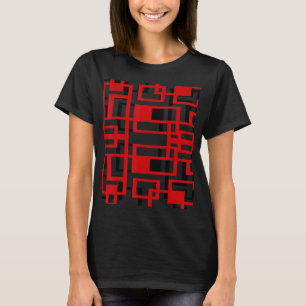 Overlapping Rectangles Red Black Geo Abstract T-Shirt